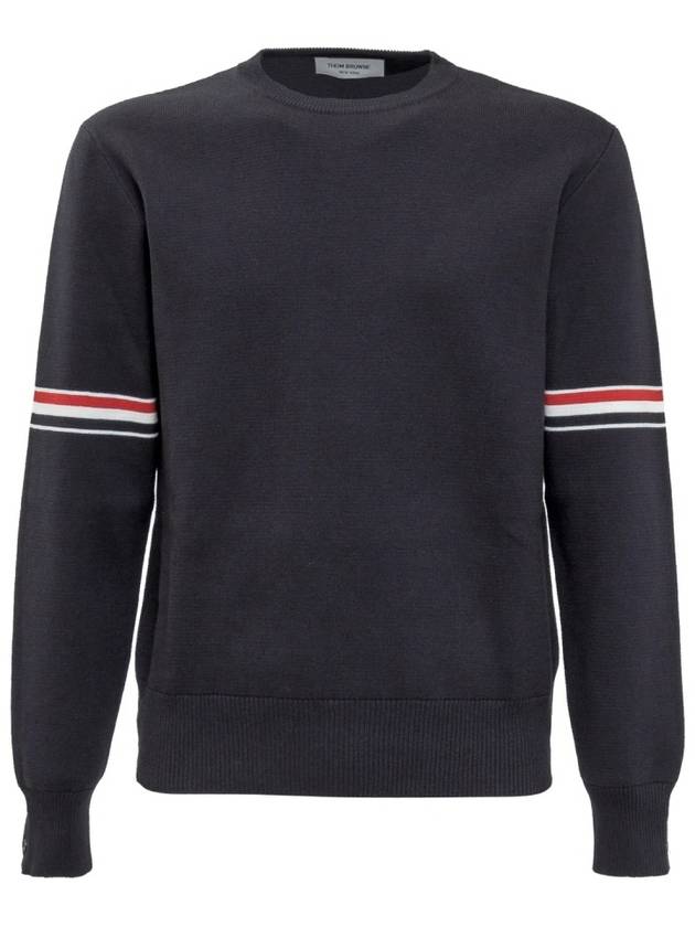 Men's Milan Stitch Armband Crew Neck Knit Top Navy - THOM BROWNE - BALAAN 2