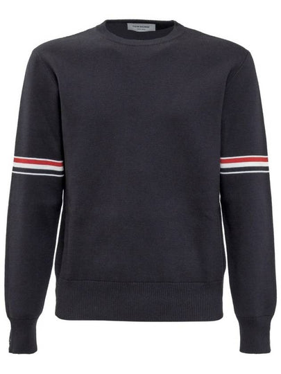 Men's Milan Stitch Armband Crew Neck Knit Top Navy - THOM BROWNE - BALAAN 2