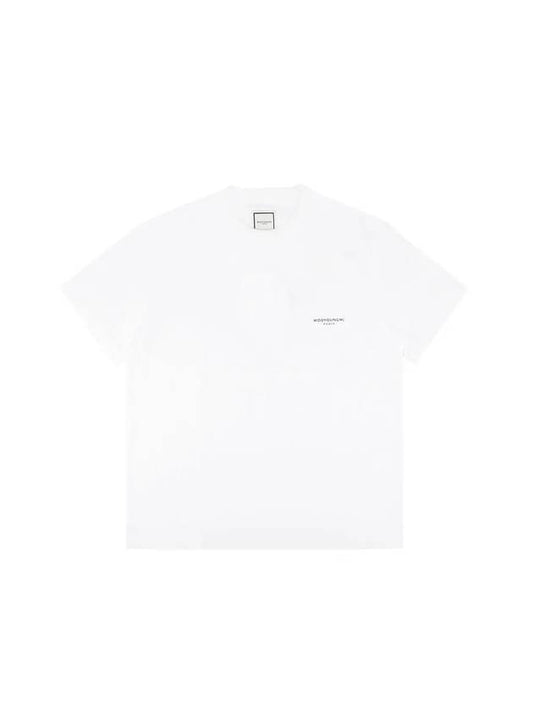 Cotton Square Label Short Sleeve T-Shirt White - WOOYOUNGMI - 1