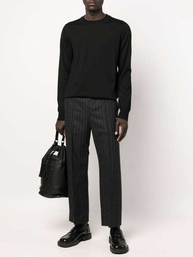 Back Stitch Crew Neck Wool Knit Top Black - MAISON MARGIELA - BALAAN 3