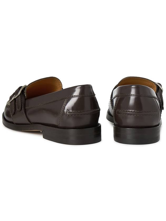 Leather GG Fabric Insert Loafers Dark Brown - GUCCI - BALAAN 7