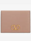 Compact V Logo Signature Calfskin Half Wallet Pink - VALENTINO - BALAAN 2