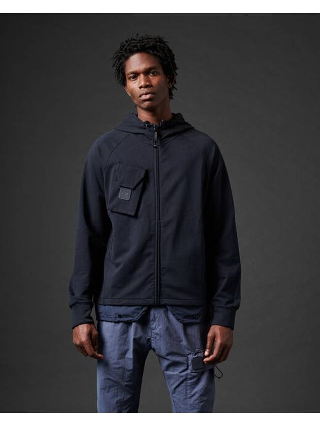 Metropolis Series Stretch Fleece Mixed Zip Up Hoodie Navy - CP COMPANY - BALAAN 5