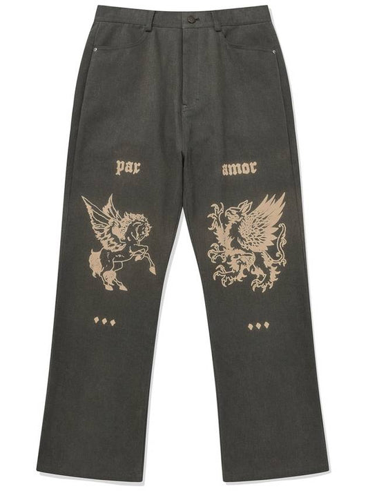 Heraldic Pants Unisex Graphic Straight Pants Gray - PHOS333 - BALAAN 1