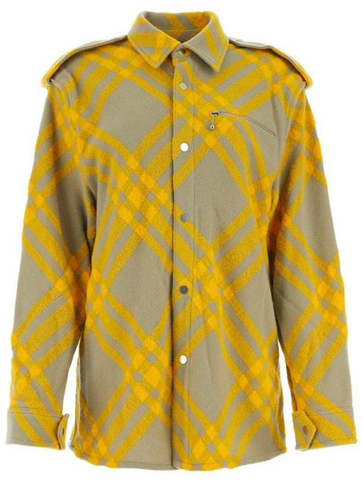 Check Wool Blend Shirt Yellow - BURBERRY - BALAAN 2