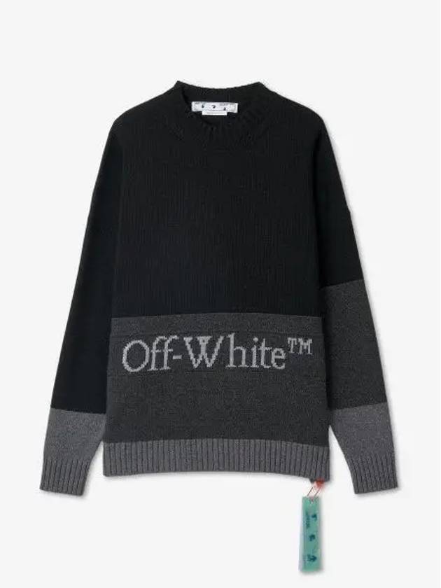 intarsia logo wool sweater OMHE048C99KNI0031001 - OFF WHITE - BALAAN 2