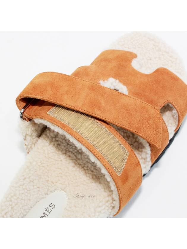 Chypre Shearling Sandals Beige - HERMES - BALAAN 9