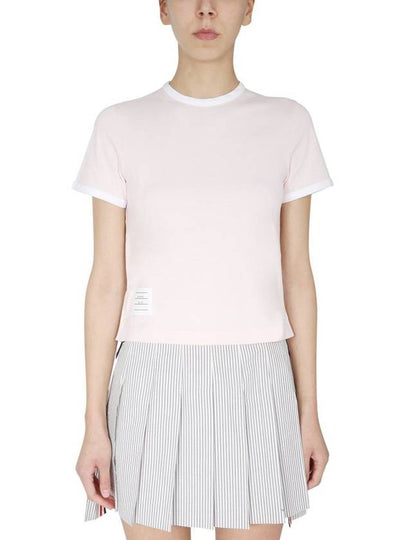 Asymmetric Hem Short Sleeve T-Shirt Pink - THOM BROWNE - BALAAN 2