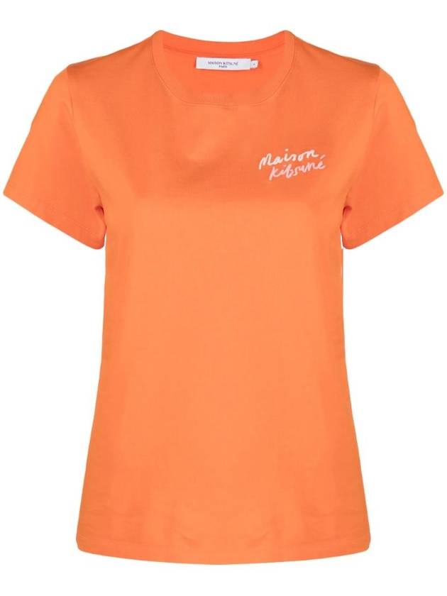 Embroidered Logo Cotton Short Sleeve T-shirt Orange - MAISON KITSUNE - BALAAN 1