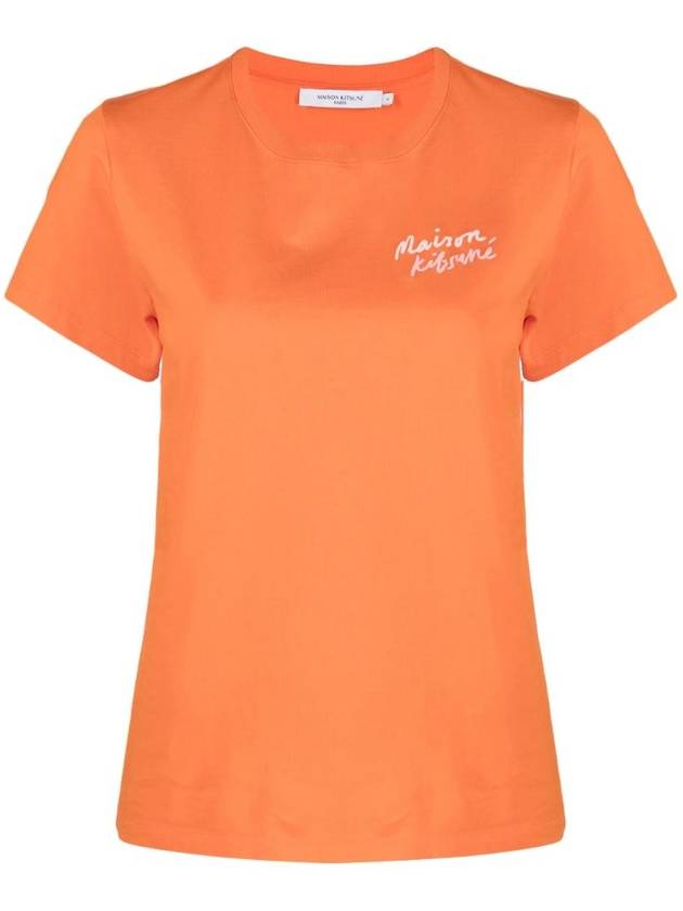 Embroidered Logo Cotton Short Sleeve T-shirt Orange - MAISON KITSUNE - BALAAN 1