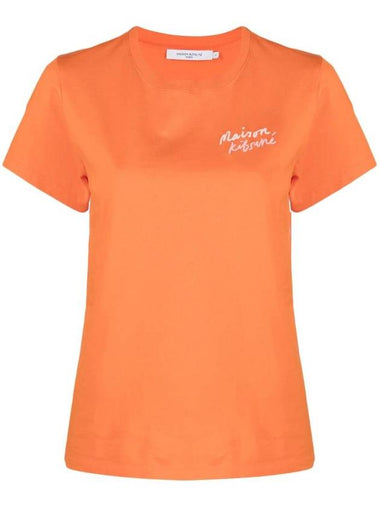 Embroidered Logo Cotton Short Sleeve T-shirt Orange - MAISON KITSUNE - BALAAN 1