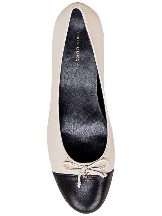 Contrasting Cap Toe Leather Pumps Light Cream - TORY BURCH - BALAAN 5