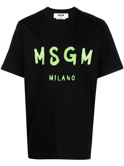 Milano Brushed Logo Cotton Short Sleeve T-Shirt Black - MSGM - BALAAN 2