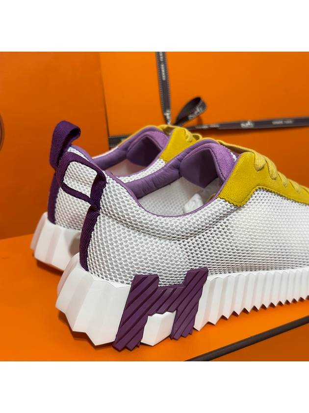 Women's Bouncing Sneakers White Mesh H Yellow Purple Two Tone - HERMES - BALAAN 7