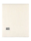 Intarsia Logo Wool Cashmere Muffler White - MIU MIU - BALAAN 3