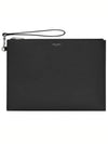 Embossed Leather Grain De Poudre Zipper Tablet Clutch Bag Black - SAINT LAURENT - BALAAN 2