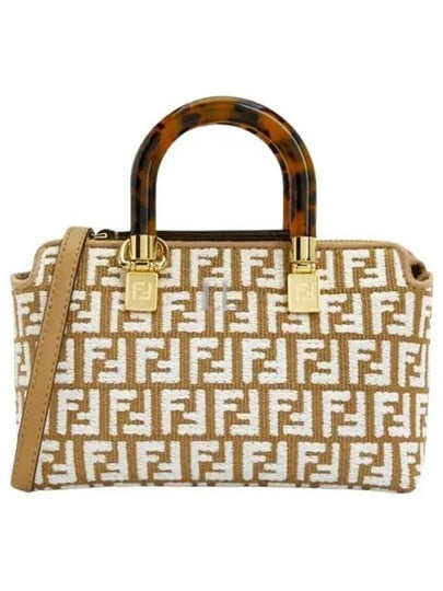 By The Way Mini Raffia Boston Tote Bag Beige - FENDI - BALAAN 2