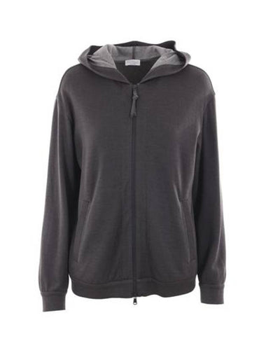 Women's Monilli French Terry Hooded Zip-Up Charcoal - BRUNELLO CUCINELLI - BALAAN 1