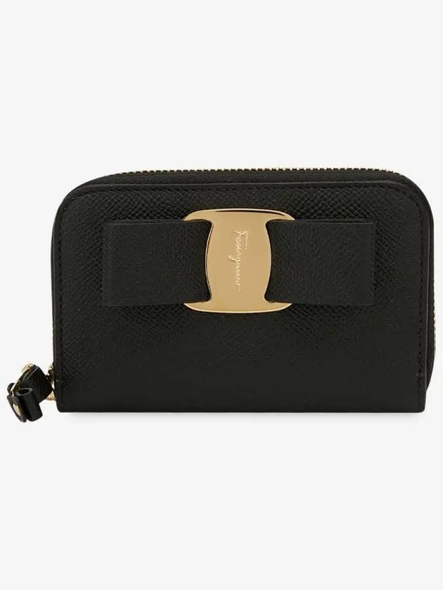 Vara Bow Zipper Card Wallet Black - SALVATORE FERRAGAMO - BALAAN 3