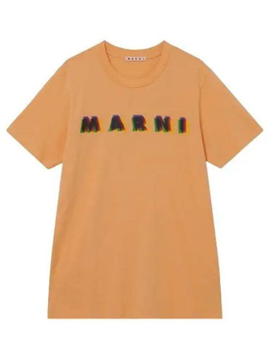 Logo Print Short Sleeve T Shirt Orange - MARNI - BALAAN 1