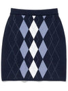 Viscose Argyle Knit Banding Skirt NAVY - 20THHOLE - BALAAN 1