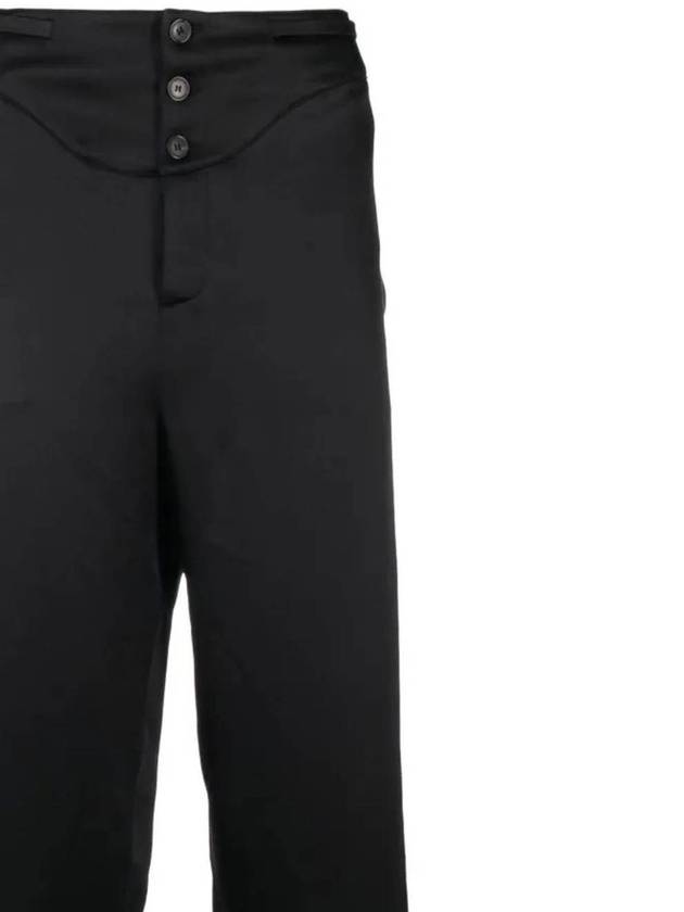 Button Detailed Silk Straight Pants Black - SAINT LAURENT - BALAAN 5