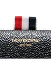 Flap Folio Pebble Leather Clutch Bag Black - THOM BROWNE - BALAAN.