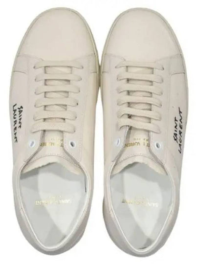 Court Classic SL/06 Embroidered Sneakers In Canvas And Leather Cream - SAINT LAURENT - BALAAN 2