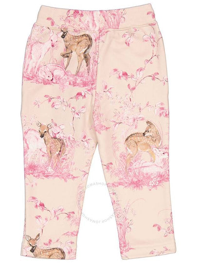 Burberry Girls Light Rose Beige Deer-Print Cotton Joggers, Size 4Y - BURBERRY - BALAAN 2