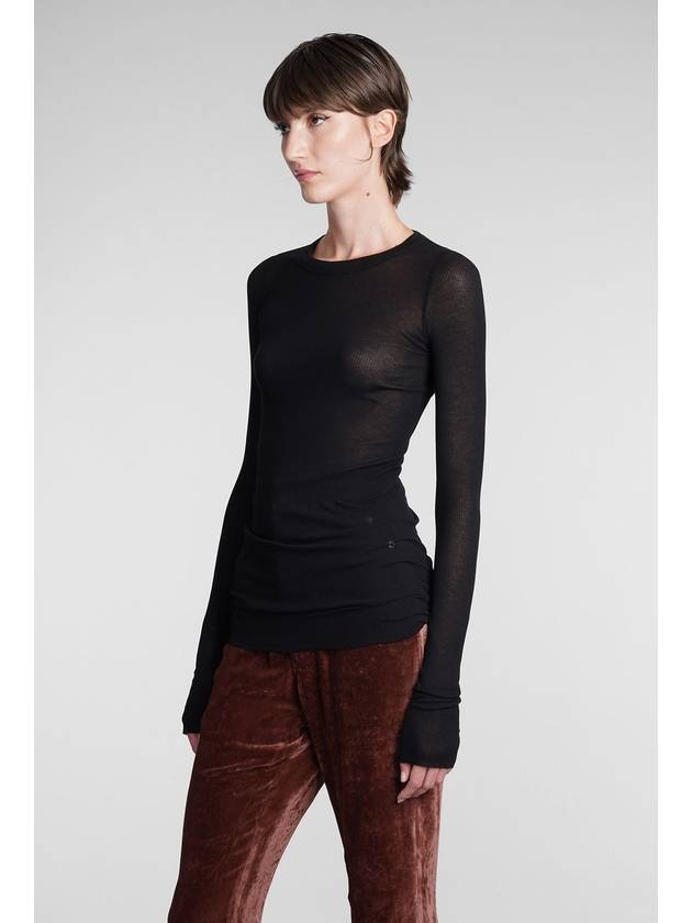 Low Cut Ribbed Knit Top Black - RICK OWENS - BALAAN 7