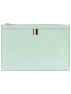 Pebble Grain Three Stripes Zipper Small Clutch Bag Light Blue - THOM BROWNE - BALAAN 3