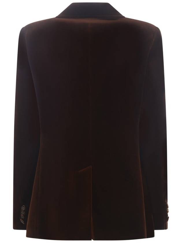 Women's Double Breasted Velvet Jacket Brown - ETRO - BALAAN 4