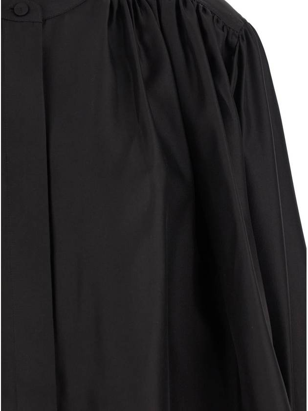 Black Top With Mandarin Collar And Front And Rear Gathers In Silk Woman - ROHE - BALAAN 3