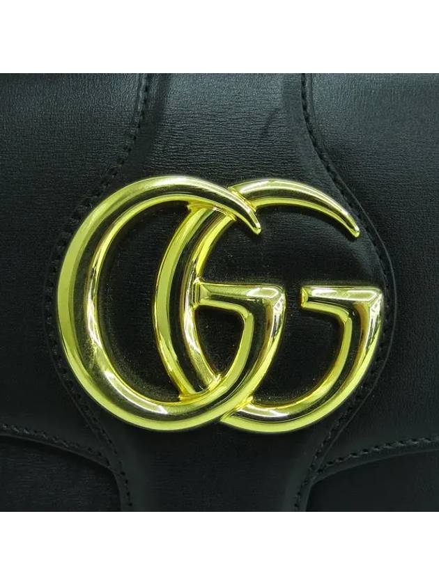 550129 Gold GG logo black leather Marmont cross bag - GUCCI - BALAAN 4