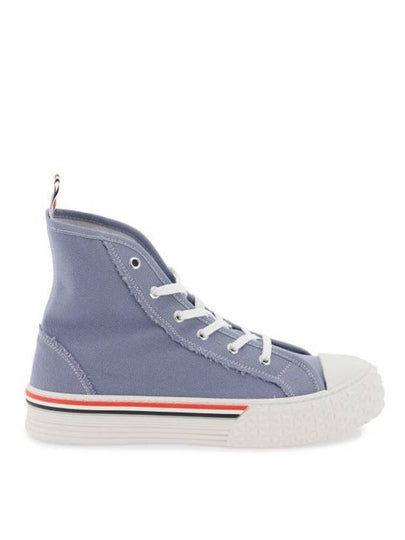 Tartan Sole Canvas High Top Sneakers Blue - THOM BROWNE - BALAAN 2