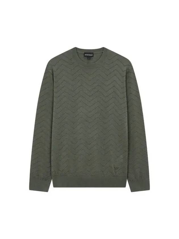 Men s zigzag pattern crew neck knit green 271580 - EMPORIO ARMANI - BALAAN 1