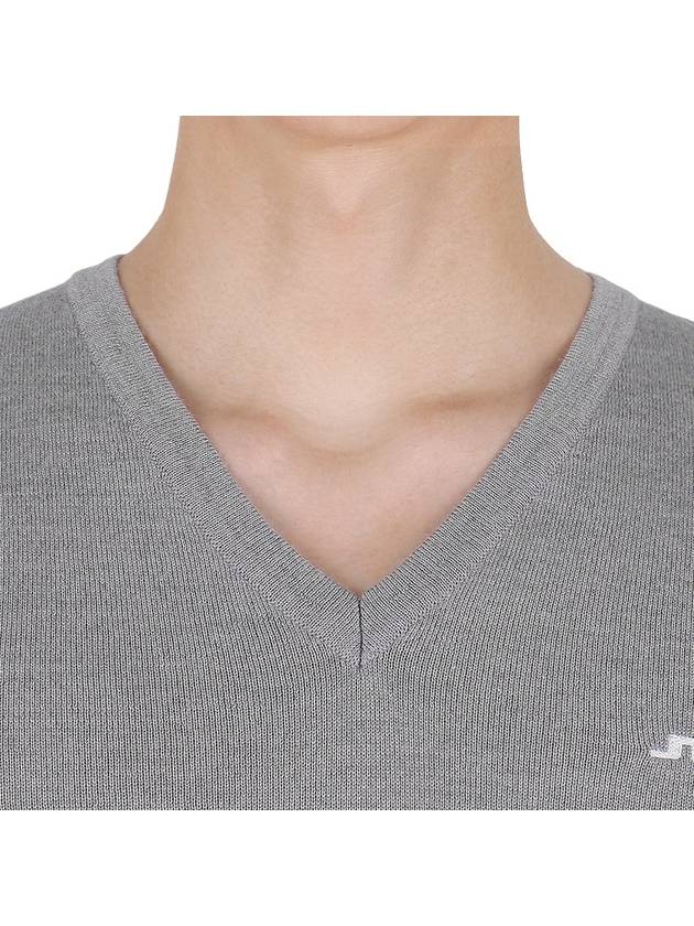 Lymann V-Neck Knit Top Light Grey Melange - J.LINDEBERG - BALAAN 7