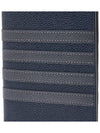 Pebble Grain Leather 4 Bar Card Wallet Navy - THOM BROWNE - BALAAN 7