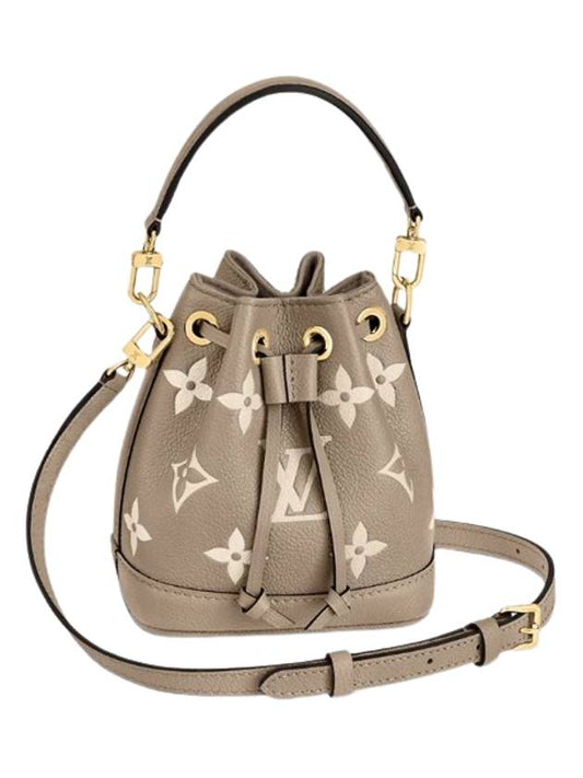 Louis Vuitton Women's Nano Noe Monogram Bucket Bag Grey Cream - LOUIS VUITTON - BALAAN 1