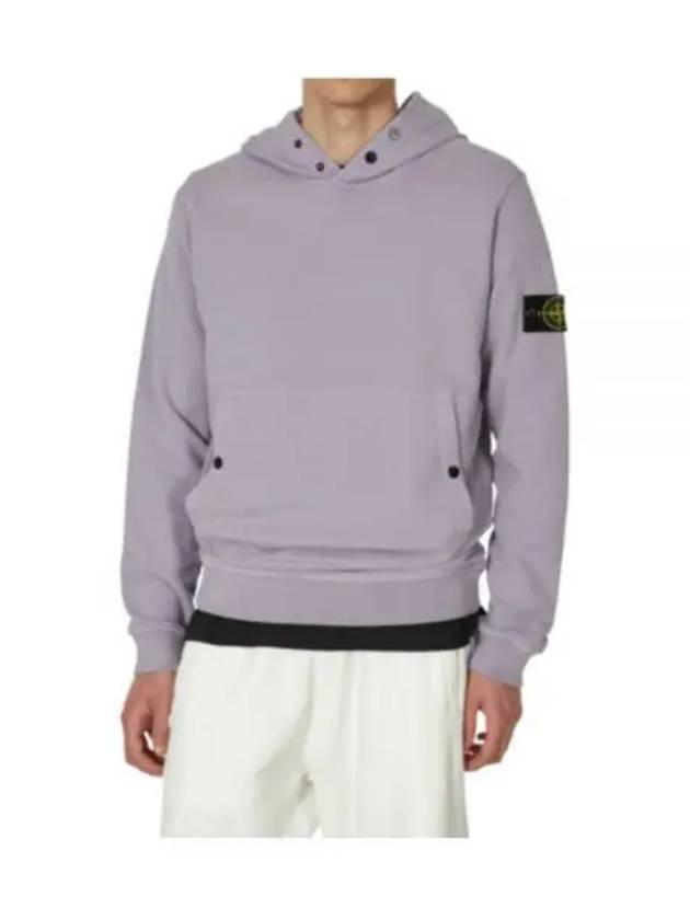 Snap Brushed Cotton Fleece Hoodie Lavender - STONE ISLAND - BALAAN 2