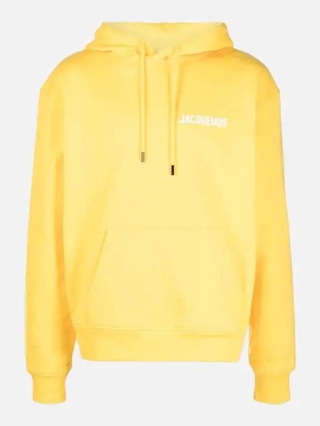 Chest Logo Print Classic Fit Cotton Hoodie Yellow - JACQUEMUS - BALAAN 4