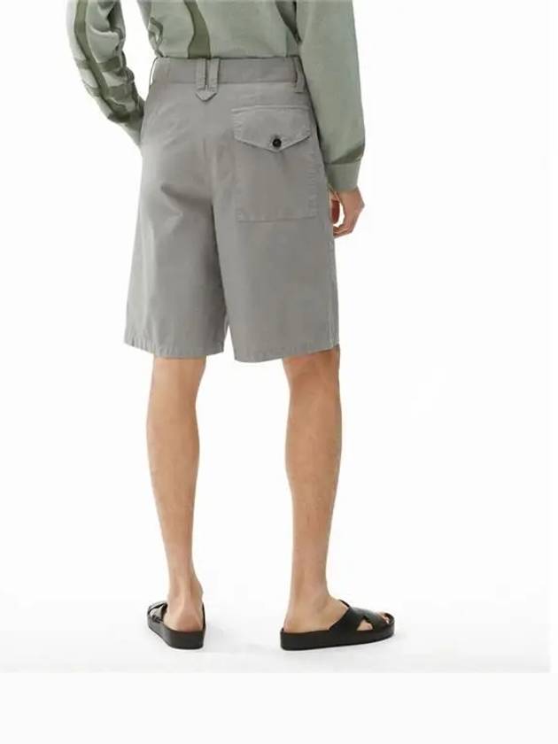 Logo Patch Back Cotton Bermuda Shorts Grey - KENZO - BALAAN 3