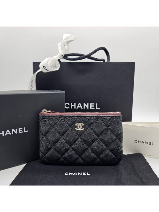 Silver logo grained calfskin clutch bag black - CHANEL - BALAAN 2