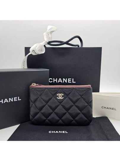 Silver CC Logo Small Calfskin Pouch Bag Black - CHANEL - BALAAN 2