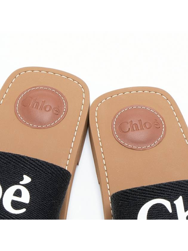 Woody Logo Flat Mule Slippers Black - CHLOE - BALAAN 8