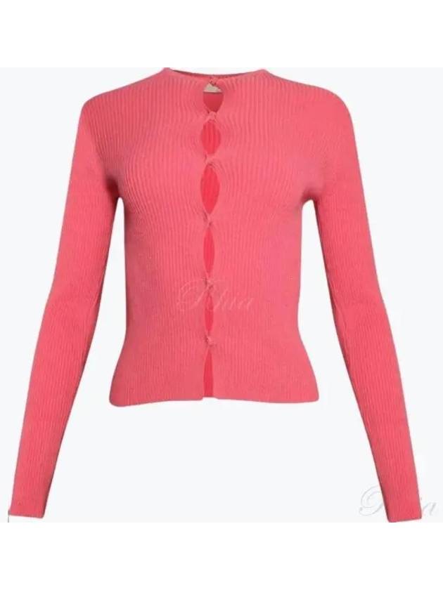 Crew Neck Slim Fit Cardigan Pink - FENDI - BALAAN 2