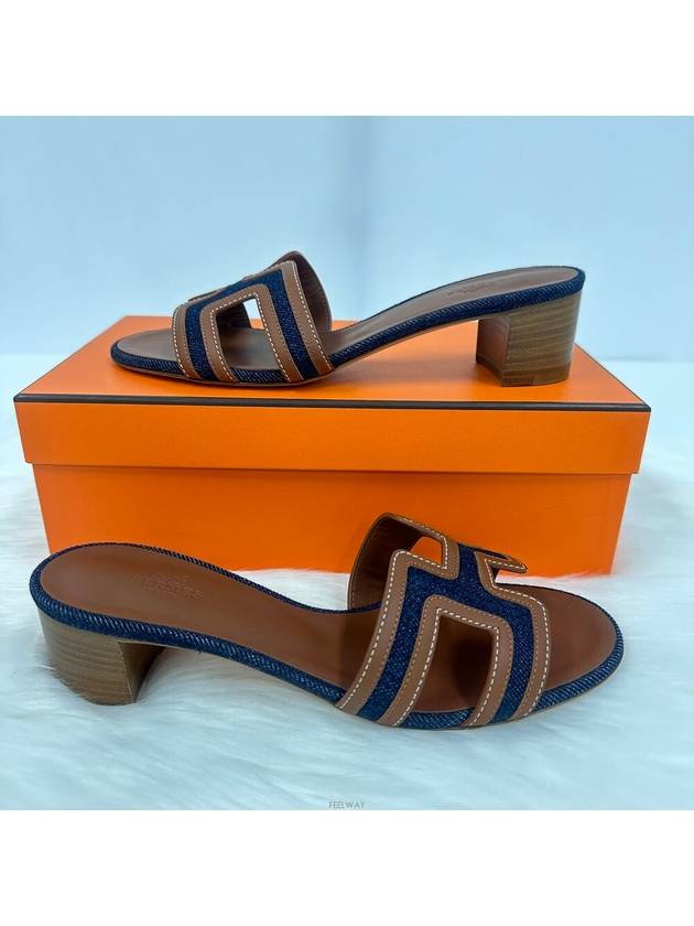 Oasis Denim Sandals Slippers H221113ZH - HERMES - BALAAN 5