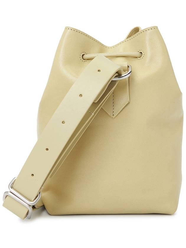 Embossed Logo Drawstring Calfskin Leather Messenger Bag Ivory - JIL SANDER - BALAAN 5