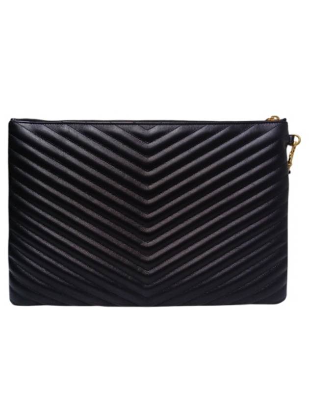 440222 Black Matelasse Monogram Large Clutch Strap - SAINT LAURENT - BALAAN 3