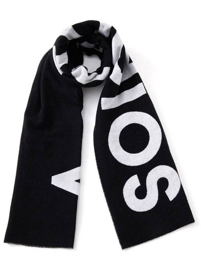 Jacquard Logo Two Tone Wool Muffler Black - ACNE STUDIOS - BALAAN 2